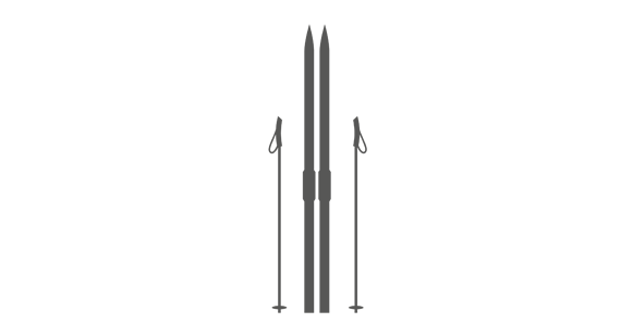 Illustration av skidor med stavar.