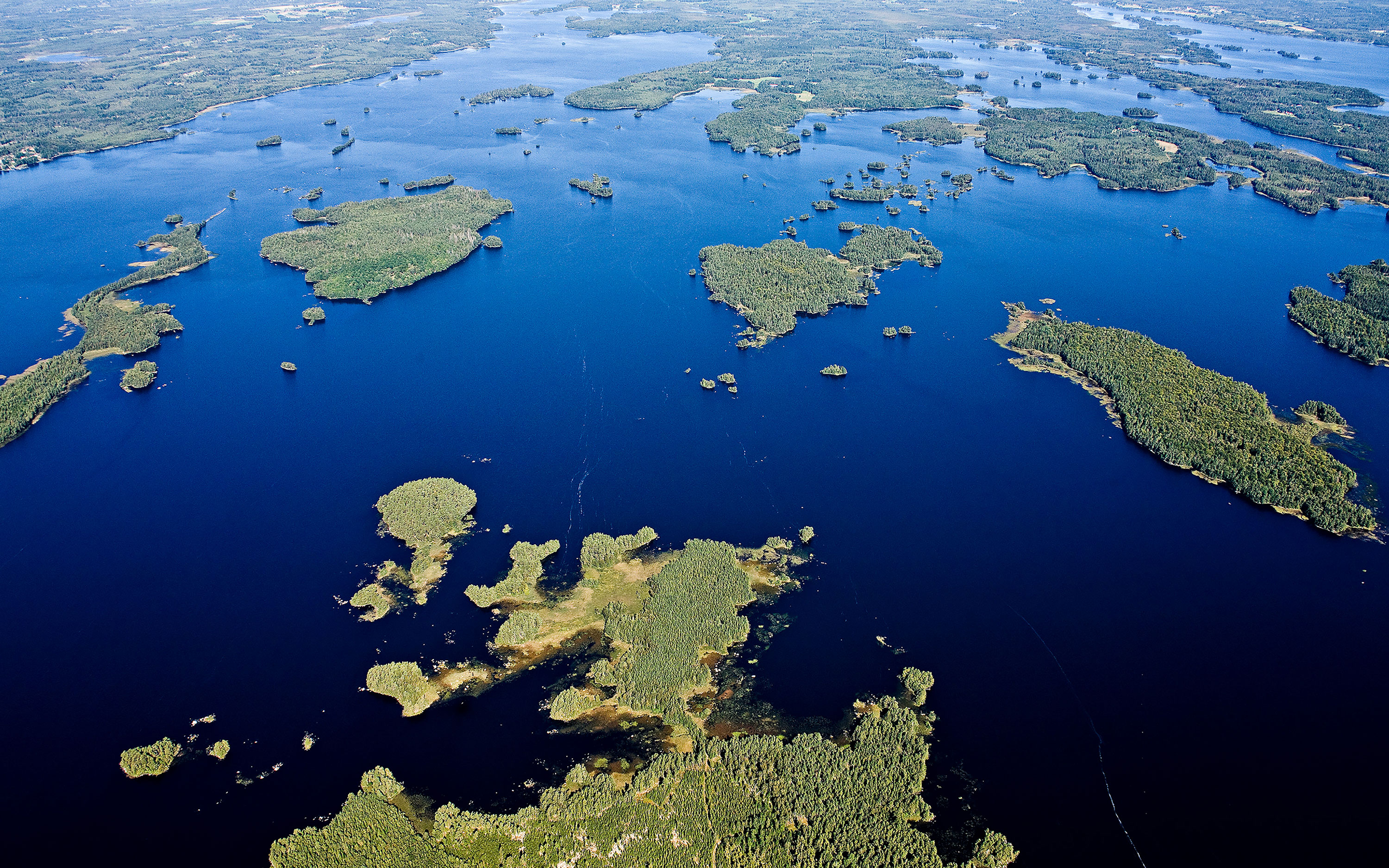Aerial photo of Åsnen National Park's fantastic archipelago.