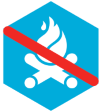 Sexkantig skylt som visar att det är förbjudet att elda.