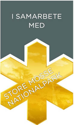 Logga för Store Mosse nationalparks samarbetspartners, nationalparksstjärnan med text